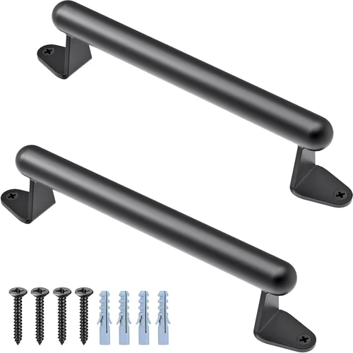 Miniatura 8 de SELEWARE Manija de puerta de granero, mango de puerta de metal resistente de 12 pulgadas para puerta corrediza de garaje de granero, barra