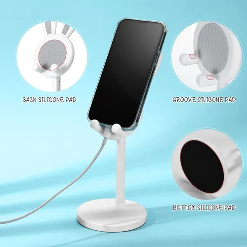Miniatura 3 de Kathfly Paquete de 2 bonitos soportes para teléfono, soporte ajustable para teléfono de conejito para escritorio, soporte Kawaii, accesorios