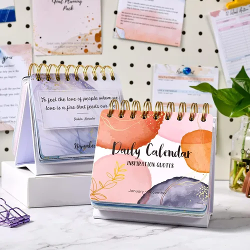 Miniatura 2 de Calendario diario perpetuo motivacional e inspirador, planificadores sin fecha, calendario perpetuo de escritorio, calendario inspirador de pie