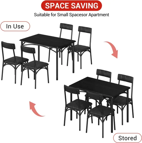 Miniatura 4 de Takywep Juego de mesa de comedor para 4 para espacios pequeños, mesa de cocina con 4 sillas tapizadas, marco moderno de madera y metal
