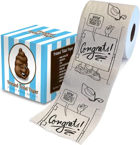 Miniatura 12 de Printed TP Congrats - Papel higiénico impreso para regalo, divertido rollo de papel higiénico para bromas, sorpresa, decoración de baño, regalo
