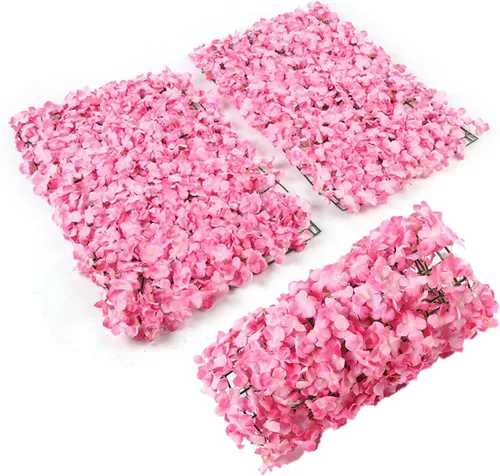 Miniatura 12 de Paquete de 10 paneles de pared de flores artificiales de 24 x 16 pulgadas, paneles de pared románticos de rosas de seda para bodas, fiestas, hogar