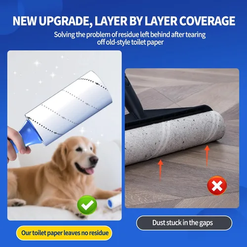 Miniatura 9 de Rodillos de pelusa para pelo de mascotas, rodillo extra pegajoso resistente para perros y gatos, removedor para sofá, ropa, muebles, muebles