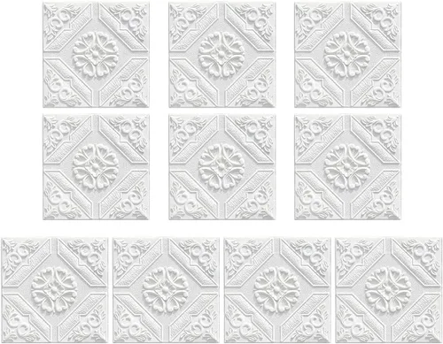 Miniatura 9 de ECYC Ltd 10 paneles de pared de espuma 3D autoadhesivos de 13.78 x 13.78 x 0.12 pulgadas, paneles de pared de flores 3D para despegar y pegar