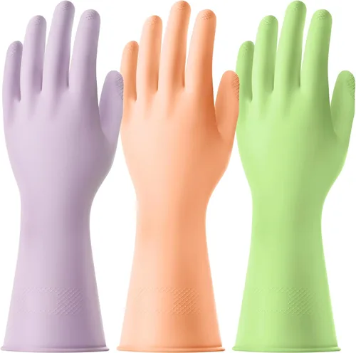 AUAUY Guantes reutilizables para lavar platos de cocina, guantes de goma para limpieza del hogar, guantes antideslizantes e impermeables para
