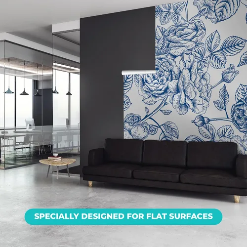 Miniatura 3 de EGD Papel tapiz azul floral, decoración de habitación para despegar y pegar, papel tapiz autoadhesivo, decoración de papel de pared para sala