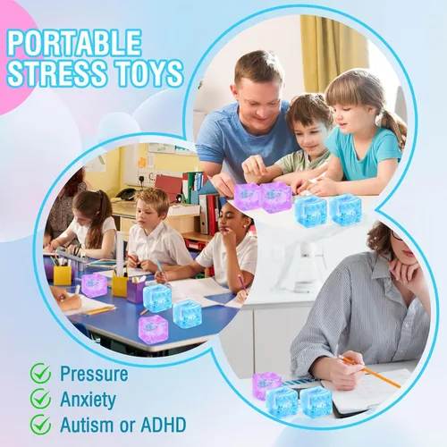 Miniatura 5 de Gretex juguete de ansiedad para todas las edades: paquete de 2 unidades de bola de estrés de hielo blanda sensorial, juguete esponjoso de compresión
