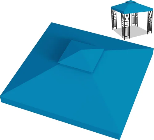 Miniatura 13 de Cubierta de repuesto para toldo de 10 x 10 pies, doble nivel, con 12 velcros, nailon impermeable con protección UV, refugio al aire libre para Verde