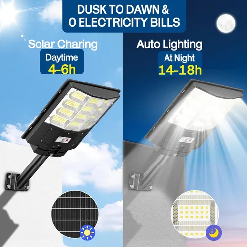 Miniatura 5 de Luz solar de calle de 7000 W, farolas solares para exteriores, impermeables, IP67, lámpara solar para exteriores con sensor de movimiento