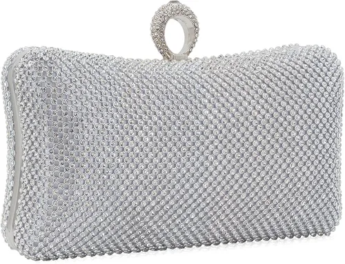 Miniatura 2 de Dexmay - Bolso de mano con diamantes de imitación y cierre de cristal, para fiesta nupcial de boda