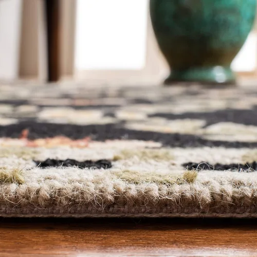 Miniatura 5 de SAFAVIEH Chelsea Collection - Alfombra decorativa de 1 pies 8 pulgadas x 2 pies 6 pulgadas, color negro, lana de campo francesa enganchada a mano