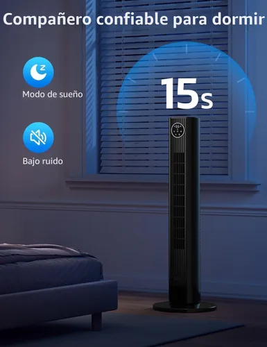 Miniatura 4 de ZAFRO Ventilador de torre para dormitorio, ventilador oscilante de 90° con 4 modos, 3 velocidades, velocidad de 25 pies/s, temporizador de 12 horas