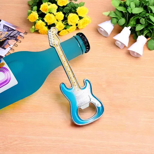 Miniatura 5 de Abridor de botellas de cerveza, 2 piezas, abridor de botellas en forma de guitarra, regalo de guitarra, accesorios de cocina para bebedores, amantes