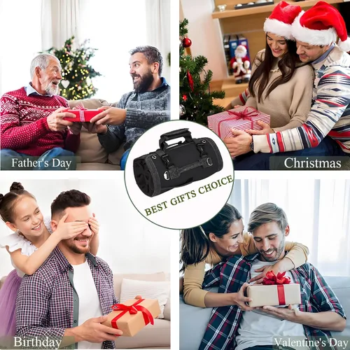 Miniatura 6 de Bolsa de herramientas enrollable, rollo de herramientas plegable portátil con bolsa desmontable, organizador de almacenamiento de motocicleta Negro