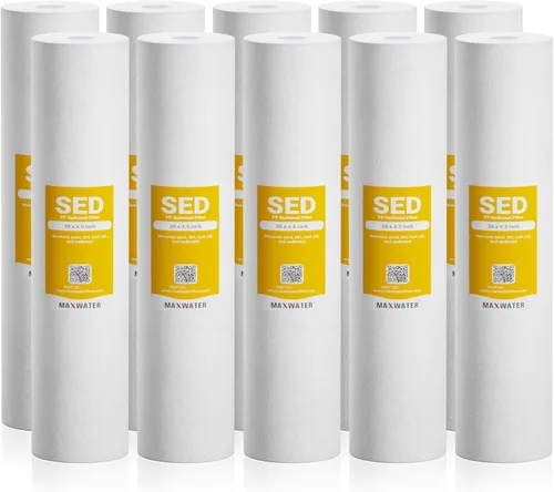Miniatura 14 de Max Water Filtro de sedimentos de 1 micrón de 20 x 4.5 pulgadas, cartucho de repuesto para sistema de filtración de agua de 20 pulgadas para toda