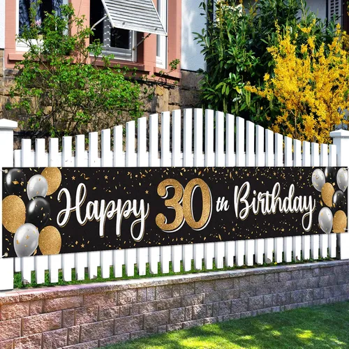 Miniatura 29 de Decoración de feliz cumpleaños número 100, globo negro y dorado número 100, cartel grande de telón de fondo de cumpleaños, decoración de fiesta