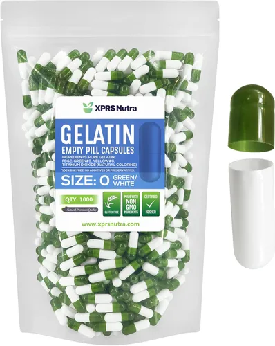 XPRS Nutra Cápsulas vacías de tamaño 0 – 1000 cápsulas vacías de gelatina – Pastillas de relleno de cápsulas de bricolaje – Cápsulas de gel de Verde