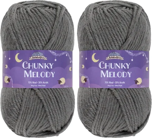 Miniatura 27 de JubileeYarn Chunky Melody - Hilo para tejer 100g/madeja, mezcla de lana gruesa, color maíz naranja - 2 madejas 15 Maíz Naranja