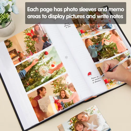 Miniatura 4 de Álbum de fotos de 450 bolsillos de 4 x 6 pulgadas con espacio de escritura, cubierta de lino de gran capacidad, libro con capacidad para 450 fotos