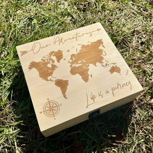 Miniatura 3 de Our Adventures Box, 8.5 x 8 x 2.5 pulgadas, caja de madera, caja de recuerdo, caja de memoria, caja de regalo, regalo de 5 aniversario, ideas