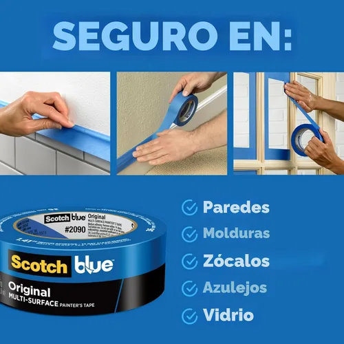 Miniatura 2 de ScotchBlue Cinta de pintor original para múltiples superficies, 0.94 pulgadas x 60 yardas, 4 rollos, azul, cinta de pintor que protege superficies