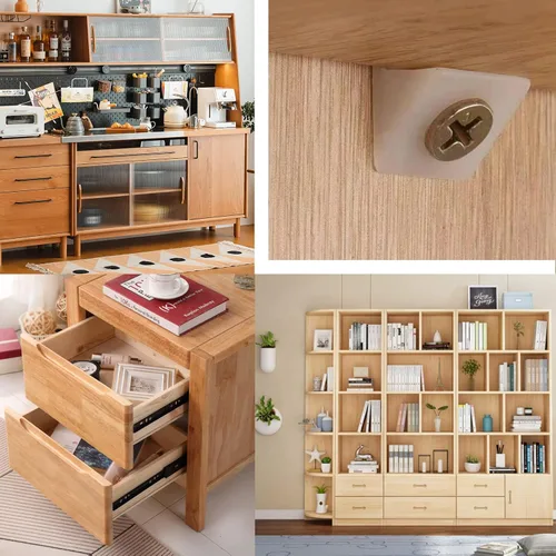 Miniatura 6 de SYJINHUASY - 50 paquetes de cuñas reparadoras para cajones de fijación de cajones caídos, baúl de muebles, cajón de 90 grados, soporte de código