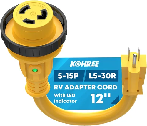 Miniatura 9 de Kohree Adaptador RV de 30 amperios a 110V con protección contra sobretensiones, adaptador de potencia RV de 15 amperios a 30 amperios de 8000 julios