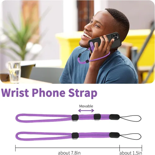 Miniatura 2 de CACOE Cordón para teléfono, 2 unidades, 1 correa ajustable para el cuello, 1 correa de muñeca, 2 almohadillas, cordones universales multifuncionales