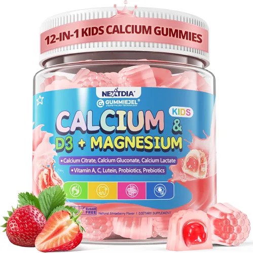 Miniatura 8 de Gomitas de calcio para niños + D3 y magnesio para mayores de 4 años, con citrato de calcio, gluconato de calcio, lactato de calcio, probióticos