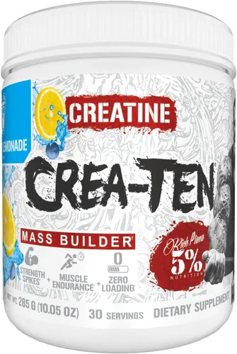 Miniatura 11 de 5% Nutrition CreaTEN Creatine Complex + Accelerators Creatina en polvo saborizada para ganancia muscular Máxima potencia, fuerza, resistencia