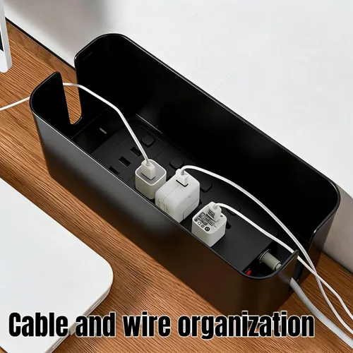 Miniatura 7 de Juego de organizador de cables 1L+1 pequeño con 4 bridas de silicona, caja de organización de cables de 2 piezas, organizador de cables de tapa