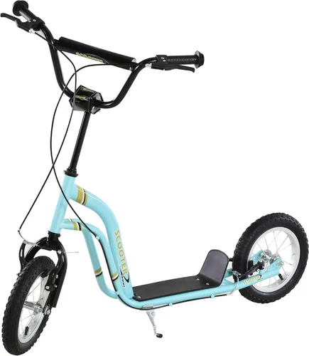 Miniatura 11 de Aosom Patinete con Frenos Duales de Pinza Delanteros y Traseros, Patinete de Ruedas Grandes para Edades 5+, Rueda Delantera Inflable de 12 Pulgadas