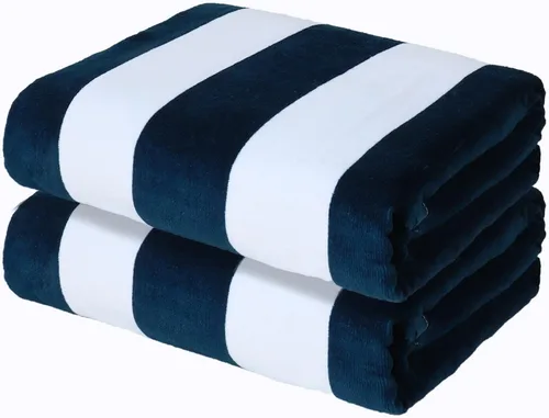 Miniatura 12 de Exclusivo Mezcla Paquete de 2 toallas de playa grandes de algodón de 30 x 60 pulgadas, súper absorbentes, suaves y suaves, para piscina (azul)