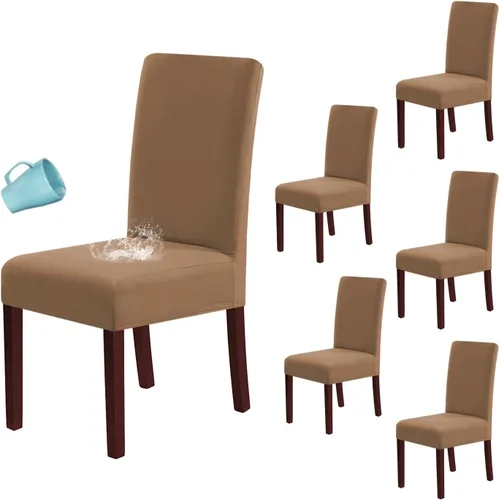Miniatura 14 de H.VERSAILTEX Juego de 2 fundas 100% impermeables para sillas de comedor, fundas elásticas para sillas de comedor, fundas protectoras para sillas