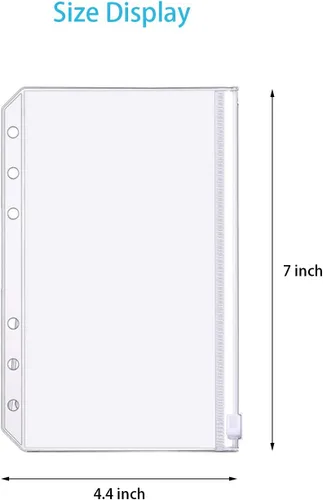 Miniatura 7 de 32 bolsillos para carpeta, tamaño A6, 6 agujeros, con cremallera, para carpetas de 6 anillas, bolsas de hojas sueltas, bolsa de PVC impermeable