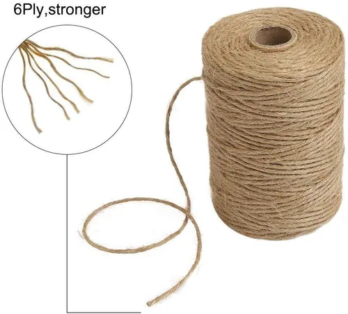 Miniatura 2 de Tenn Well Cordel de yute, 328 pies 0.091 in 6 capas cuerda de jardín natural, cuerda de yute resistente para manualidades, envoltura de regalos