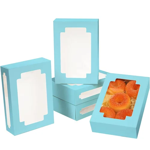 Miniatura 14 de qiqee 36 paquetes de cajas de galletas autopop para regalo de 8 x 5.3 x 2 pulgadas, caja plegable blanca de un segundo con ventana para panadería