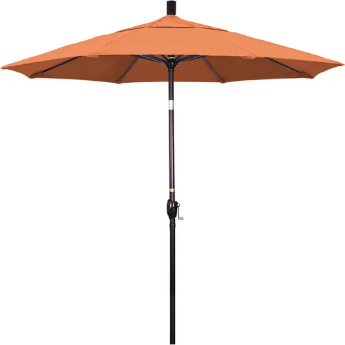 Miniatura 22 de California Umbrella Sombrilla redonda de aluminio de 7.5 pies, manivela elevadora, botón de inclinación, poste de bronce, Sunbrella Air Blue
