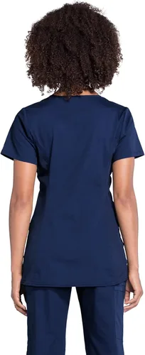 Miniatura 2 de Cherokee Women's Maternity Scrub Top with 3 Pockets Mock Wrap WW685