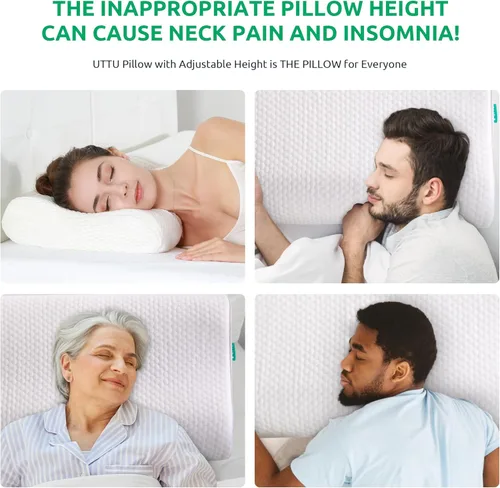 Miniatura 3 de UTTU - Almohada cervical de espuma viscoelástica para aliviar la tensión del cuello, almohada de cuello para dormir, almohada ortopédica ajustable