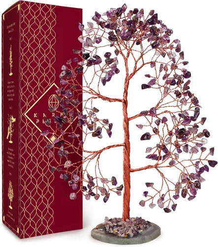 Miniatura 31 de Árbol de la vida de cristal de amatista curativos de chakras, árboles bonsái de Feng Shui para energía positiva, dinero, buena suerte, árbol