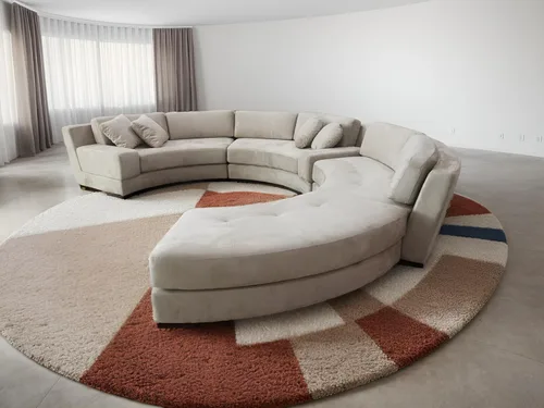 Miniatura 2 de Stendmar Juego de sofá seccional curvado de tela de microfibra redonda semicircular de 160 pulgadas S606 (microfibra, beige)
