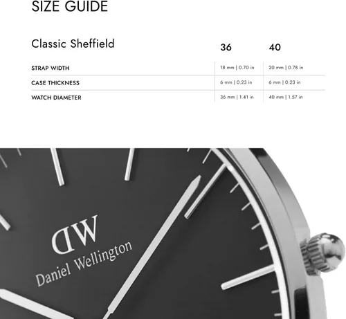 Miniatura 10 de Daniel Wellington Reloj clásico para hombre - Caja de 1.417 in - 1.575 in, movimiento de cuarzo japonés, correa de cuero, resistente al agua, reloj