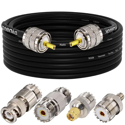 Miniatura 17 de Cable de puente PL259 de 1 pie - Cable coaxial RG58 de 15 pulgadas corto 50 ohmios coaxial para medidor SWR radio de radioaficionado radio CB