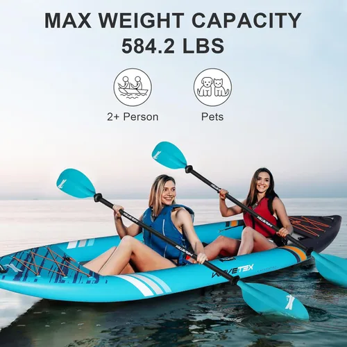 Miniatura 3 de Kayak inflable, kayak plegable ligero y duradero, kayak inflable, kayaks para adultos remando en ríos, lagos y aguas costeras