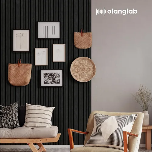 Miniatura 6 de Olanglab Paquete de 4 paneles de pared de listones de madera, paneles de pared acústicos de madera, 94.5"x12.6" pulgadas, cada uno de los paneles
