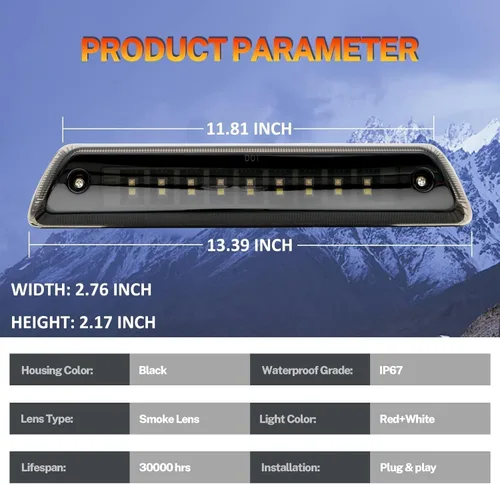 Miniatura 6 de AUTOXBERT Luz de Freno Tercera para Ford F150 2009 2010 2011 2012 2013 2014 2009-2014 Luz de Freno LED de Montaje Alto Impermeable de Tercera Luz