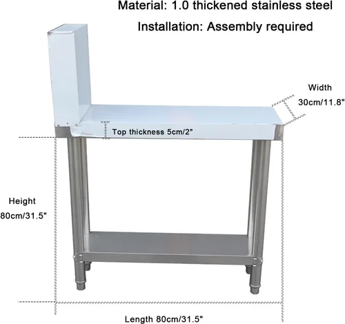 Miniatura 2 de Mesa de trabajo de cocina comercial de acero inoxidable, mesa auxiliar de barbacoa, mesas de metal, contador de condimentos con estante inferior