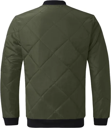 Miniatura 3 de Chaquetas de bombardero acolchadas para hombre, para otoño e invierno, ligeras, con cremallera completa, cuello acanalado, con cuello acanalado