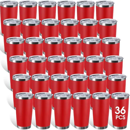 Miniatura 11 de Sieral Paquete de 36 vasos de acero inoxidable a granel con tapa, aislamiento al vacío de doble pared, taza de café de viaje con recubrimiento